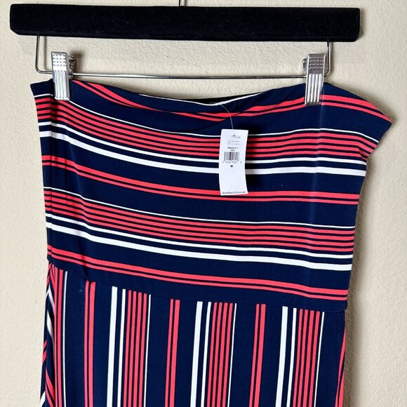 NWT BANANA REPUBLIC Striped Strapless Maxi Dress w Side Slit Size Medium - Picture 3 of 8